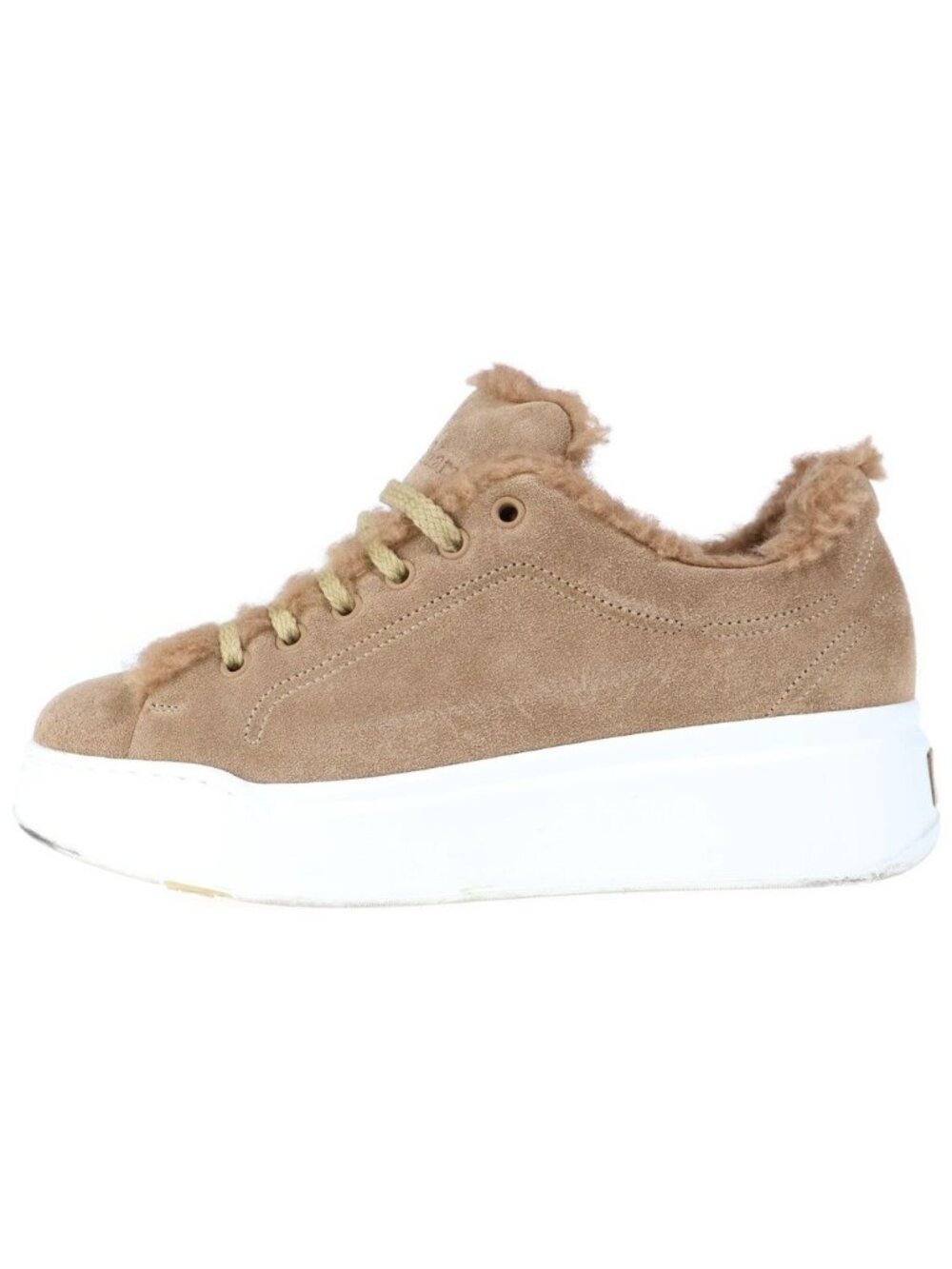 Max Mara Hazelnut Brown Teddy Bear Lining Suede Leather Low Top Sneakers
